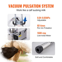 25L Electric Milking Machine I 5-8 Cows per Hour I 0.55KW 1680 RPM Milking Equipment For Cows and Goat