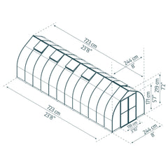 Palram - Canopia | Bella Greenhouse 8 Ft Wide - Silver With 6mm Twin-wall Polycarbonate Glazing