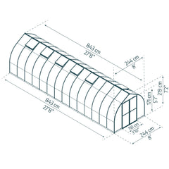 Palram - Canopia | Bella Greenhouse 8 Ft Wide - Silver With 6mm Twin-wall Polycarbonate Glazing
