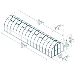 Palram - Canopia | Bella Greenhouse 8 Ft Wide - Silver With 6mm Twin-wall Polycarbonate Glazing