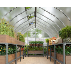 Palram - Canopia | Bella Greenhouse 8 Ft Wide - Silver With 6mm Twin-wall Polycarbonate Glazing