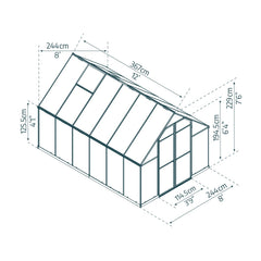 Palram - Canopia | Essence Greenhouse Kit - Silver With 4mm Twin-wall Polycarbonate Glazing