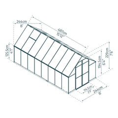 Palram - Canopia | Essence Greenhouse Kit - Silver With 4mm Twin-wall Polycarbonate Glazing