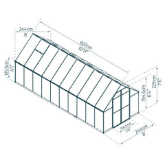 Palram - Canopia | Essence Greenhouse Kit - Silver With 4mm Twin-wall Polycarbonate Glazing