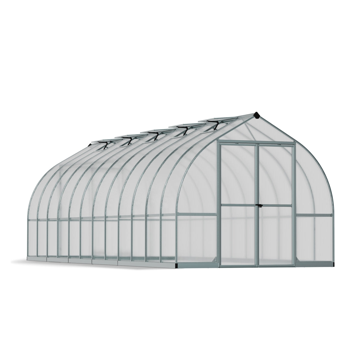 Palram - Canopia | Bella Greenhouse 8 Ft Wide - Silver With 6mm Twin-wall Polycarbonate Glazing