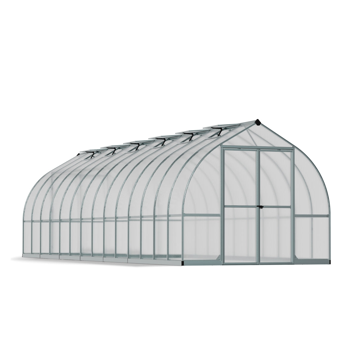 Palram - Canopia | Bella Greenhouse 8 Ft Wide - Silver With 6mm Twin-wall Polycarbonate Glazing