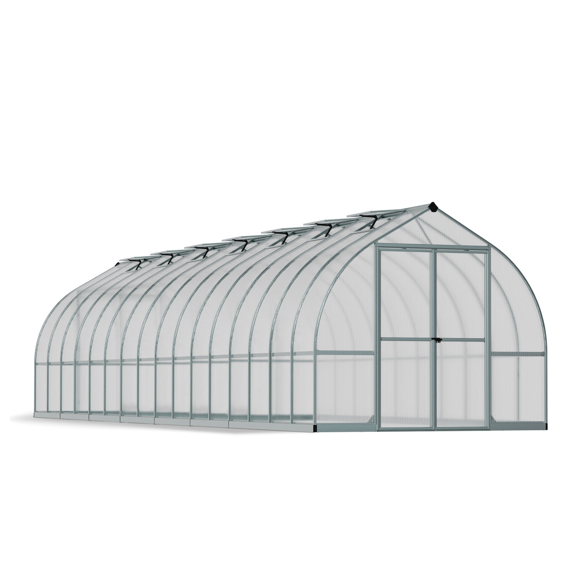 Palram - Canopia | Bella Greenhouse 8 Ft Wide - Silver With 6mm Twin-wall Polycarbonate Glazing