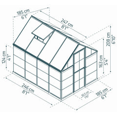 Palram - Canopia | Hybrid 6x8 ft - Black Frame With Polycarbonate Hybrid Panels