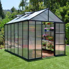 Palram - Canopia | Glory Premium Greenhouse Kit 8 Ft Wide - Gray With 10mm Twin-wall Polycarbonate Glazing