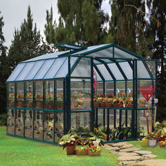 Palram - Canopia | Grand Gardener Greenhouse Kit - 8 Ft Wide - Green - 0.8mm Clear Polycarbonate Glazing