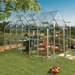 Palram - Canopia | Snap & Grow Greenhouse Kit - 8 Ft Wide - Silver With 0.8mm Polycarbonate Glazing