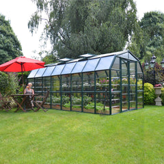Palram - Canopia | Grand Gardener Greenhouse Kit - 8 Ft Wide - Green - 0.8mm Clear Polycarbonate Glazing