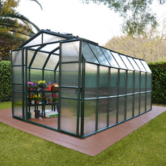 Palram - Canopia | Grand Gardener Greenhouse Kit - 8 Ft Wide - Green - 6mm Twin-wall Polycarbonate Glazing