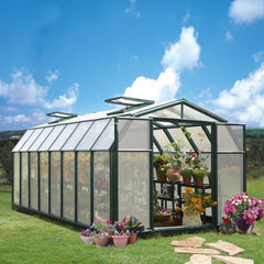 Palram - Canopia | Hobby Gardener Greenhouse Kit - 8 Ft Wide - Green With 6mm Twin-wall Polycarbonate Glazing