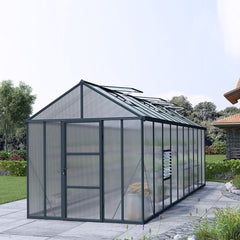Palram - Canopia | Glory Premium Greenhouse Kit 8 Ft Wide - Gray With 10mm Twin-wall Polycarbonate Glazing