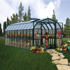 Palram - Canopia | Grand Gardener Greenhouse Kit - 8 Ft Wide - Green - 0.8mm Clear Polycarbonate Glazing