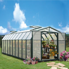 Palram - Canopia | Hobby Gardener Greenhouse Kit - 8 Ft Wide - Green With 6mm Twin-wall Polycarbonate Glazing