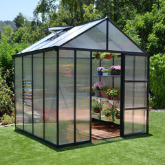 Palram - Canopia | Glory Premium Greenhouse Kit 8 Ft Wide - Gray With 10mm Twin-wall Polycarbonate Glazing