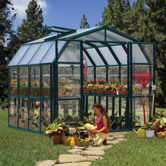 Palram - Canopia | Grand Gardener Greenhouse Kit - 8 Ft Wide - Green - 0.8mm Clear Polycarbonate Glazing