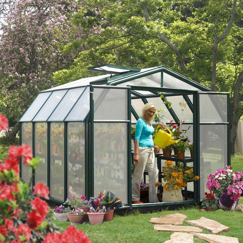 Palram - Canopia | Hobby Gardener Greenhouse Kit - 8 Ft Wide - Green With 6mm Twin-wall Polycarbonate Glazing