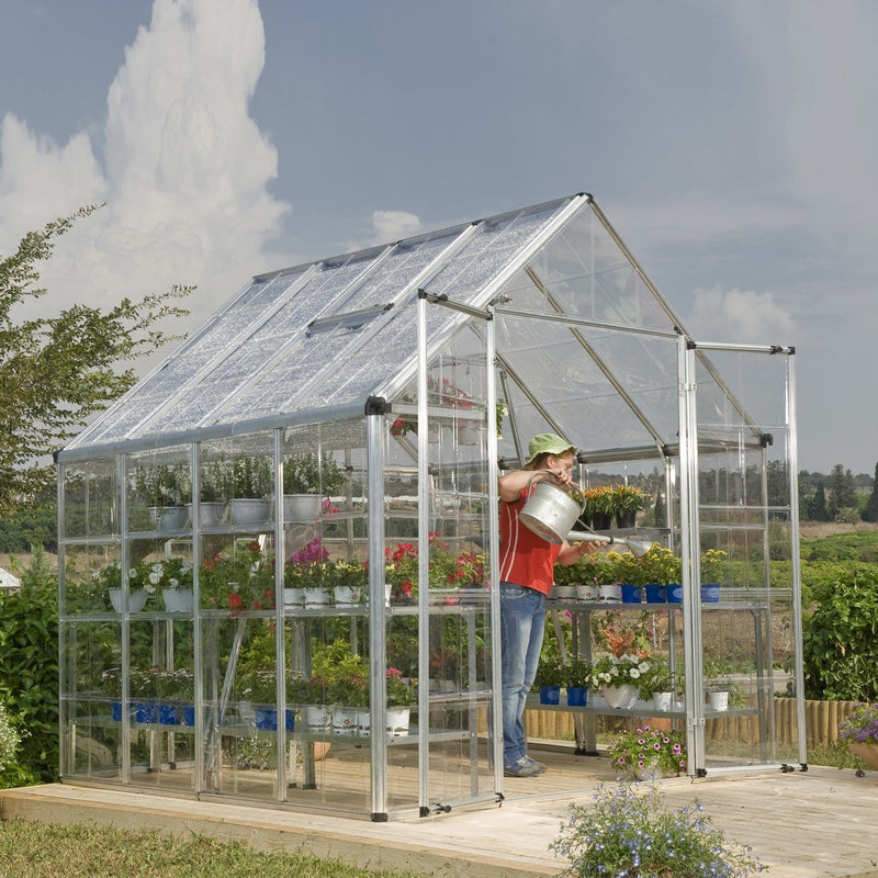 Palram - Canopia | Snap & Grow Greenhouse Kit - 8 Ft Wide - Silver With 0.8mm Polycarbonate Glazing