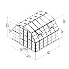 Palram - Canopia | 12x12 Ft Americana Greenhouse Kit With 0.8mm Polycarbonate Glazing