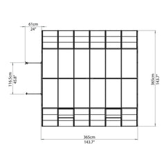Palram - Canopia | 12x12 Ft Americana Greenhouse Kit With 0.8mm Polycarbonate Glazing