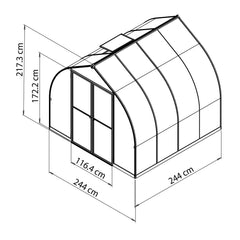 Palram - Canopia | Bella Greenhouse 8 Ft Wide - Silver With 6mm Twin-wall Polycarbonate Glazing