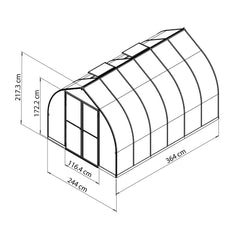 Palram - Canopia | Bella Greenhouse 8 Ft Wide - Silver With 6mm Twin-wall Polycarbonate Glazing