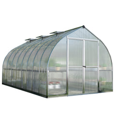 Palram - Canopia | Bella Greenhouse 8 Ft Wide - Silver With 6mm Twin-wall Polycarbonate Glazing