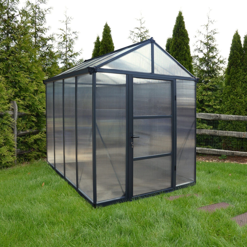 Palram - Canopia | 6x8 Ft Glory Greenhouse Kit - Gray With 10mm Twin-wall Polycarbonate Glazing