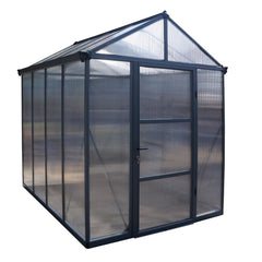 Palram - Canopia | 6x8 Ft Glory Greenhouse Kit - Gray With 10mm Twin-wall Polycarbonate Glazing