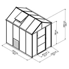 Palram - Canopia | 6x8 Ft Glory Greenhouse Kit - Gray With 10mm Twin-wall Polycarbonate Glazing
