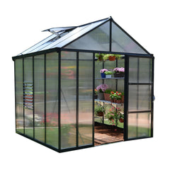 Palram - Canopia | Glory Premium Greenhouse Kit 8 Ft Wide - Gray With 10mm Twin-wall Polycarbonate Glazing