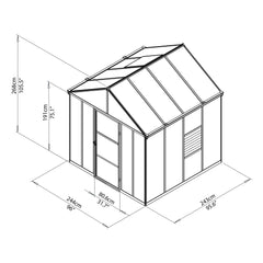 Palram - Canopia | Glory Premium Greenhouse Kit 8 Ft Wide - Gray With 10mm Twin-wall Polycarbonate Glazing