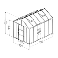 Palram - Canopia | Glory Premium Greenhouse Kit 8 Ft Wide - Gray With 10mm Twin-wall Polycarbonate Glazing