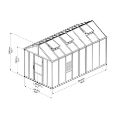 Palram - Canopia | Glory Premium Greenhouse Kit 8 Ft Wide - Gray With 10mm Twin-wall Polycarbonate Glazing