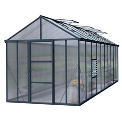 Palram - Canopia | Glory Premium Greenhouse Kit 8 Ft Wide - Gray With 10mm Twin-wall Polycarbonate Glazing