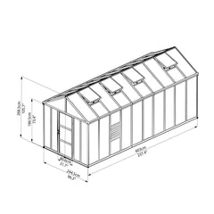 Palram - Canopia | Glory Premium Greenhouse Kit 8 Ft Wide - Gray With 10mm Twin-wall Polycarbonate Glazing