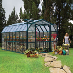 Palram - Canopia | Grand Gardener Greenhouse Kit - 8 Ft Wide - Green - 0.8mm Clear Polycarbonate Glazing