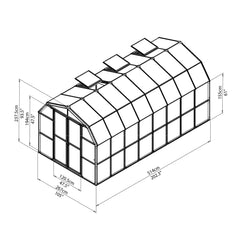 Palram - Canopia | Grand Gardener Greenhouse Kit - 8 Ft Wide - Green - 0.8mm Clear Polycarbonate Glazing