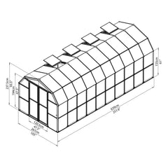 Palram - Canopia | Grand Gardener Greenhouse Kit - 8 Ft Wide - Green - 0.8mm Clear Polycarbonate Glazing