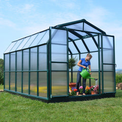 Palram - Canopia | Grand Gardener Greenhouse Kit - 8 Ft Wide - Green - 6mm Twin-wall Polycarbonate Glazing