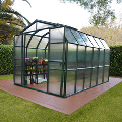 Palram - Canopia | Grand Gardener Greenhouse Kit - 8 Ft Wide - Green - 6mm Twin-wall Polycarbonate Glazing