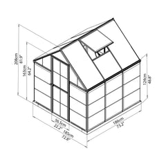 Palram - Canopia | Hybrid Greenhouse Kit - Silver With 0.8mm Polycarbonate Glazing