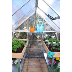 Palram - Canopia | 6X8 ft Hybrid Greenhouse Kit - Green With 0.8mm Polycarbonate Glazing