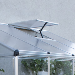 Palram - Canopia | 4x8 Ft Hybrid Lean-To Greenhouse Kit - Silver With 0.8mm Polycarbonate Glazing