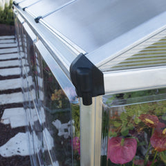Palram - Canopia | 4x8 Ft Hybrid Lean-To Greenhouse Kit - Silver With 0.8mm Polycarbonate Glazing