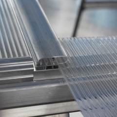 Palram - Canopia | 4x8 Ft Hybrid Lean-To Greenhouse Kit - Silver With 0.8mm Polycarbonate Glazing