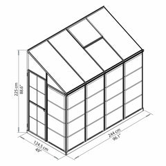 Palram - Canopia | 4x8 Ft Hybrid Lean-To Greenhouse Kit - Silver With 0.8mm Polycarbonate Glazing